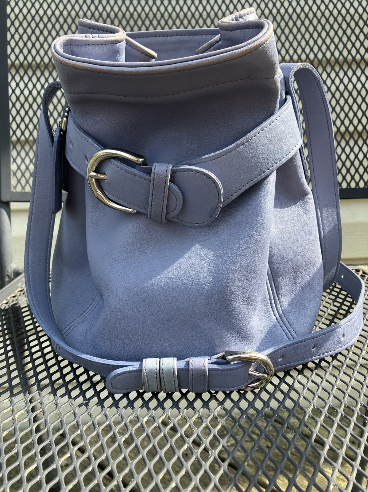 Coach Vintage Soho 4156 Periwinkle Leather Belted Pouch Crossbody Bag/RARE