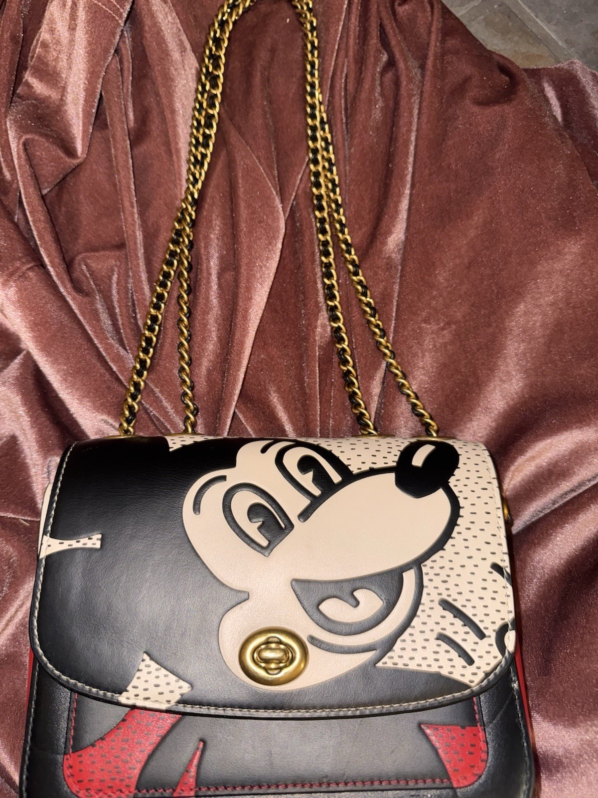 Coach x Disney Keith Haring Mickey Mouse Flap Crossbody C7283 Red/Black 2022