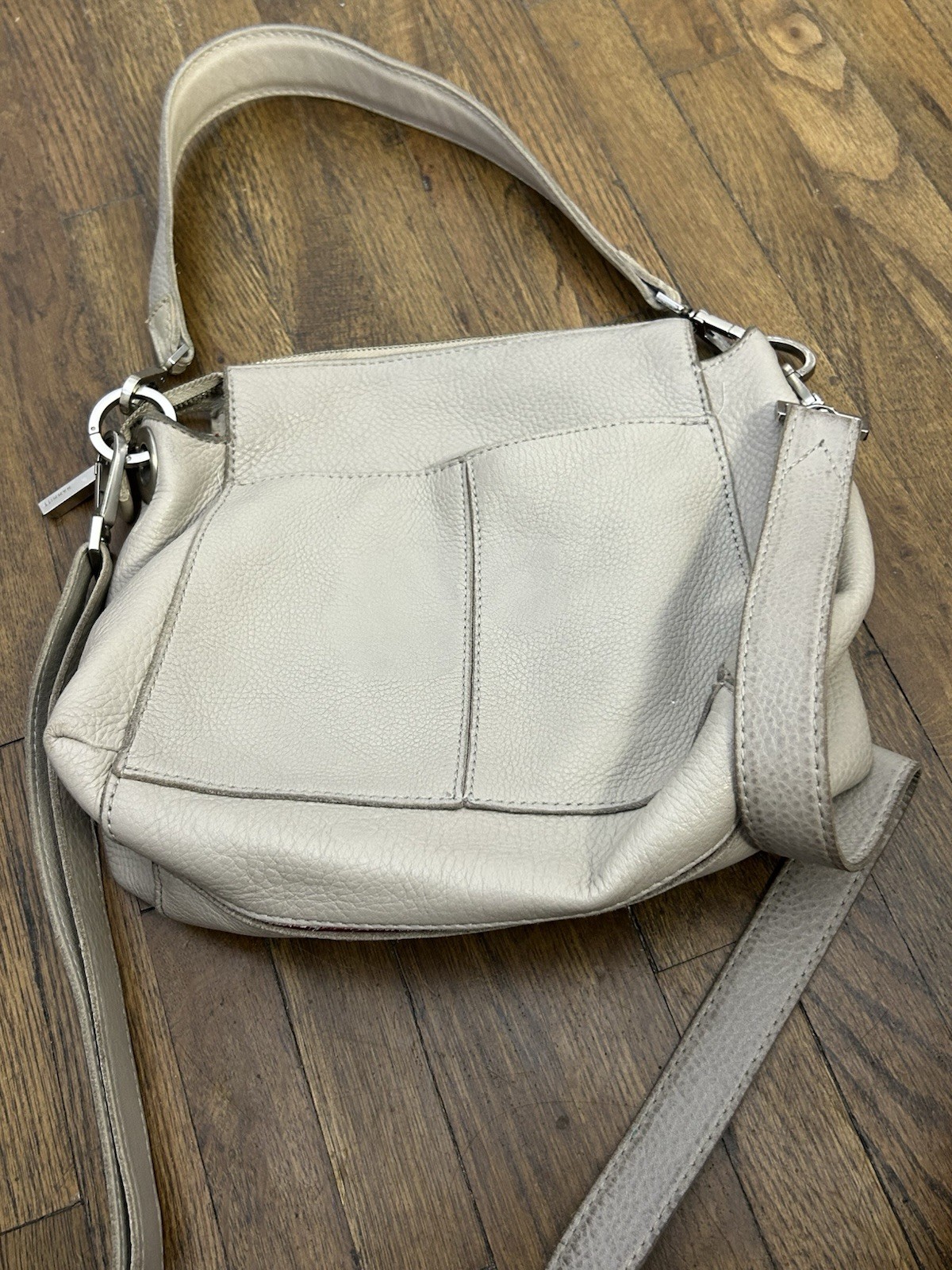 Hammitt Bryant Medium bag is crafted from grey pebbled leather Silver Rivets Med