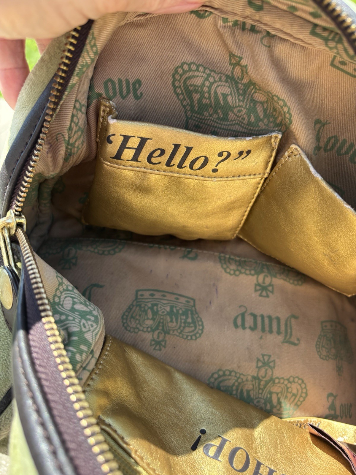 Vintage Juicy Couture Royal Juicy Bowler Green & Brown Satchel Bag Purse Y2K