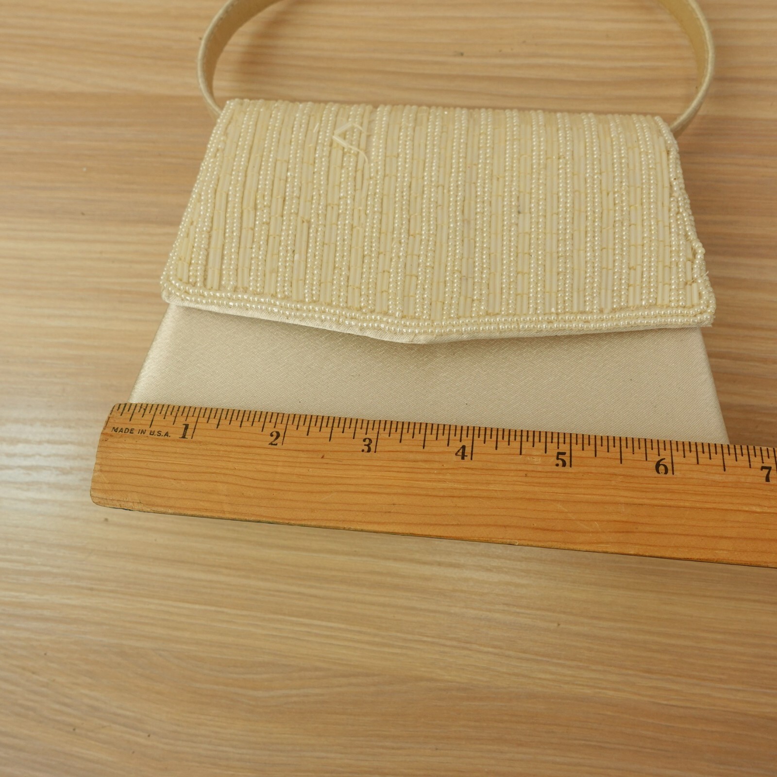 Bijoux Terner Evening Top Handle Off White Pearl Beaded Mini Bag VINTAGE DEFECT