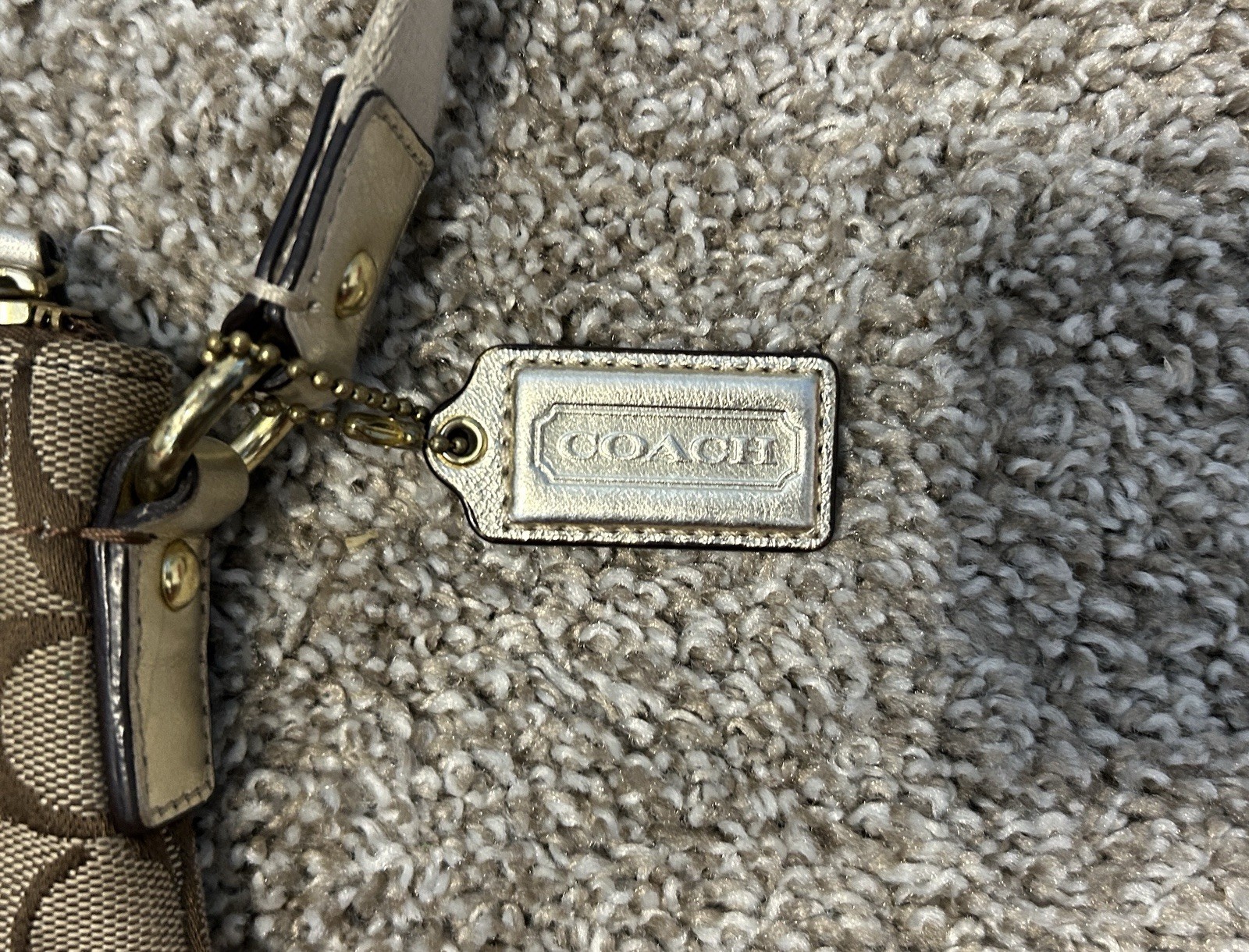 Coach Signature Logo Small Crossbody Bag Brown/Beige Turn Lock Gold Hardware