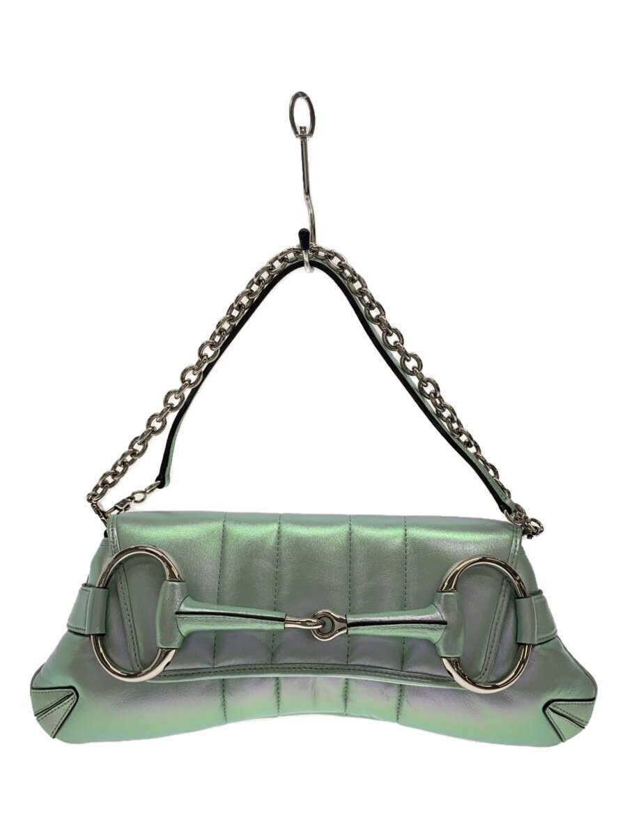 GUCCI Bag: Small Shoulder Bag Horsebit Chain Green W28-39H15.5D7cm w/dust bag;