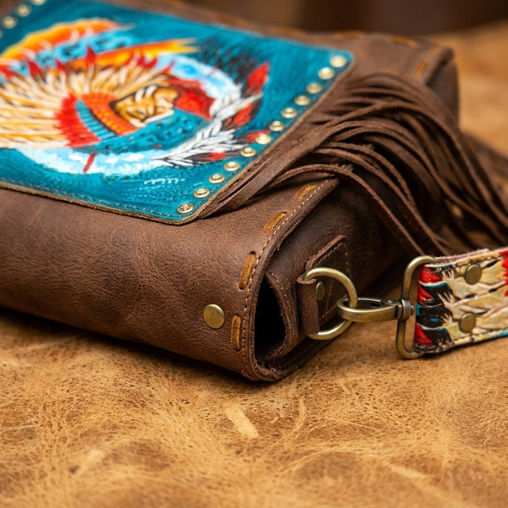 American Darling Boho Spirit War Spirit Headpiece Fringe Crossbody Bag