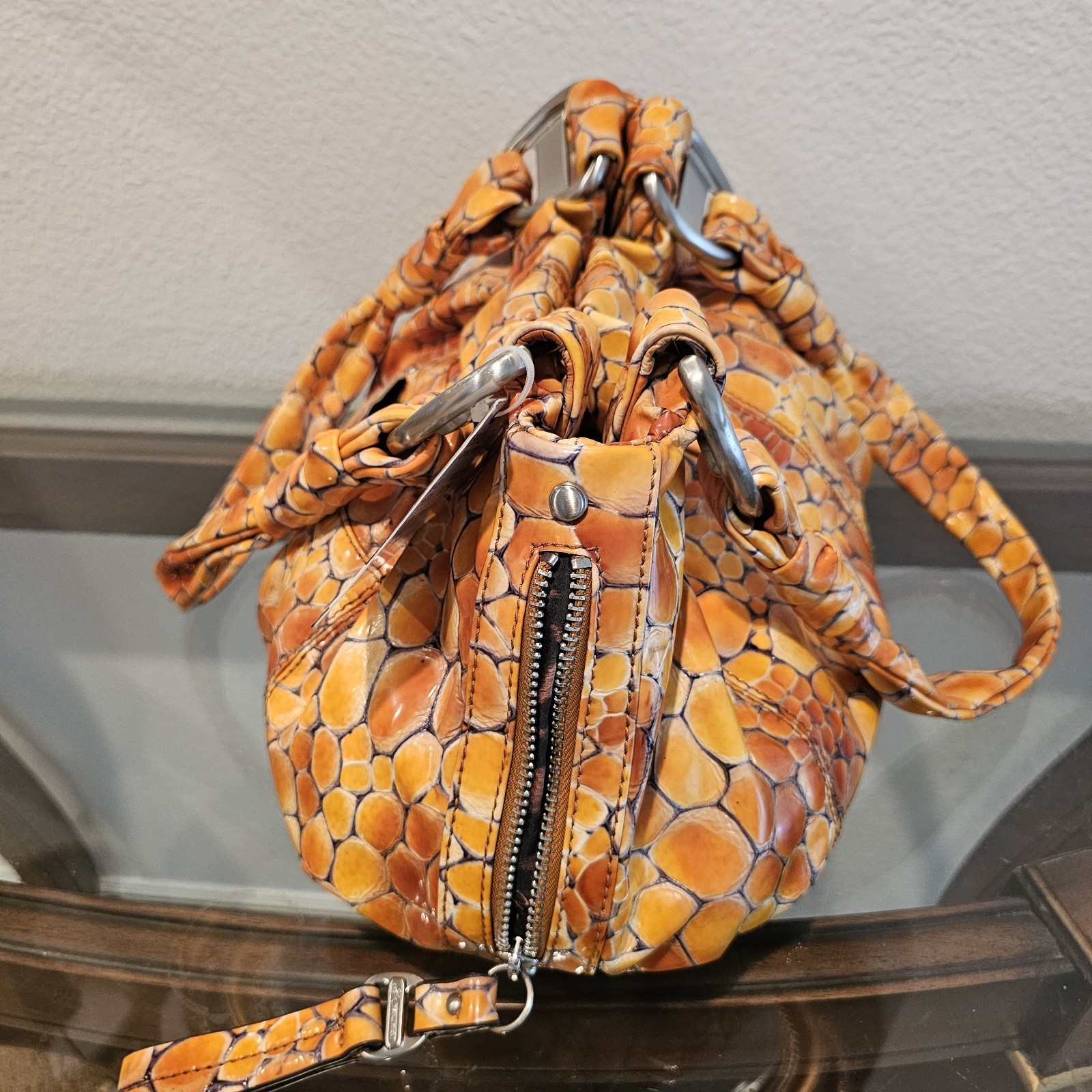B. MAKOWSKY LARGE GENUINE LACQUERED LEATHER PURSE