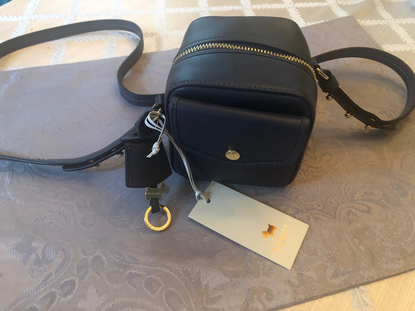 💕RADLEY London “Loaf Lane” Cute Cube shaped Mini Crossbody Bag-French Blue -NWT