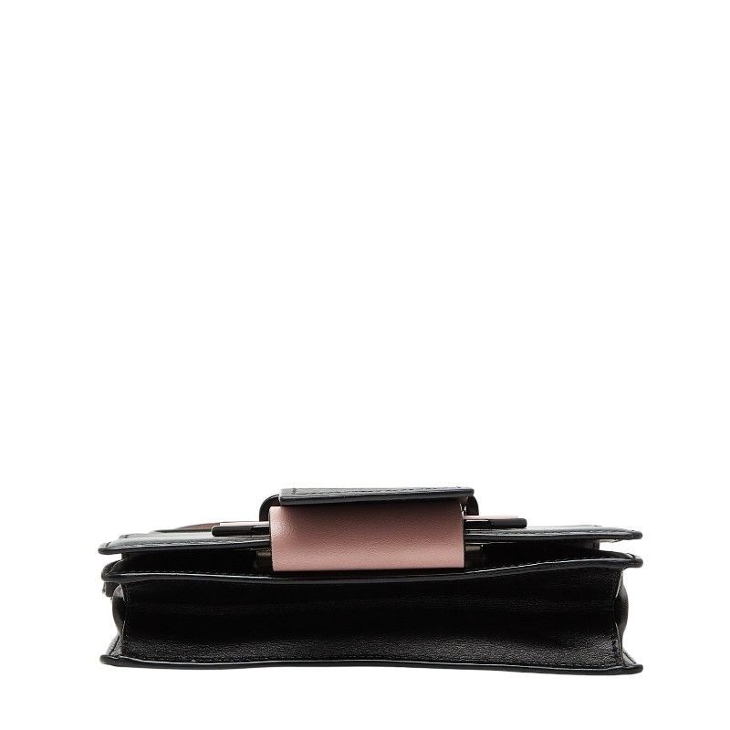 PRADA Sidonie Leather Shoulder Bag Black Pink Authentic Italy
