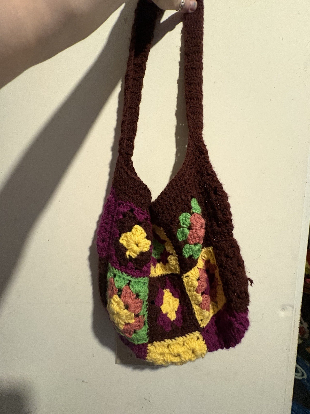 NEW! Handmade Granny Square Crochet Tote Bag Purse, Floral, Boho