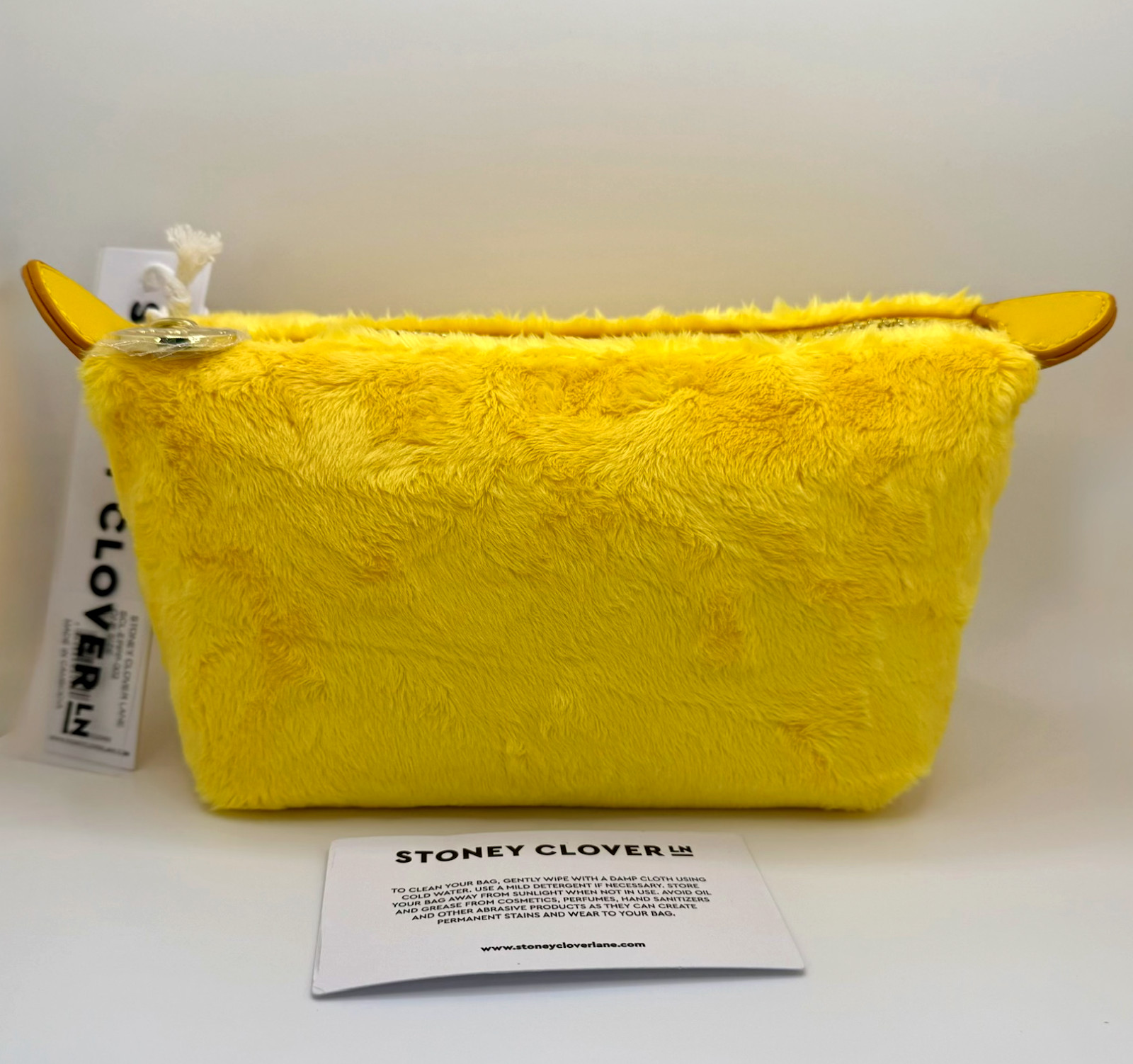 Stoney Clover Lane LEMON Yellow PLUSH Pouchette PREP RALLY Pouch FURRY Bag NEW
