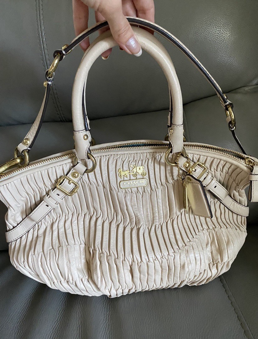 Light Beige Coach Madison Sophia Gathered Leather Bag