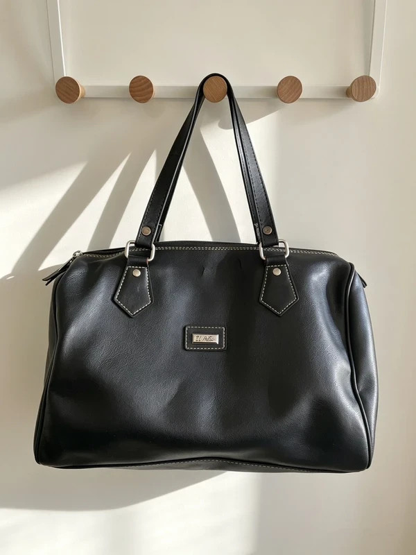Vintage 2000s 2010s El Potro Genuine Leather Black Boston Shoulder Bag