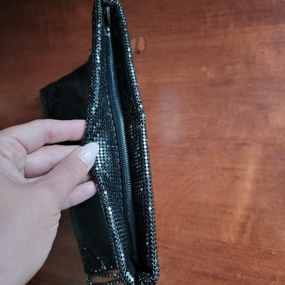 Nordstrom Black Gunmetal Mesh Chain Clutch Crossbody Evening Bag Purse