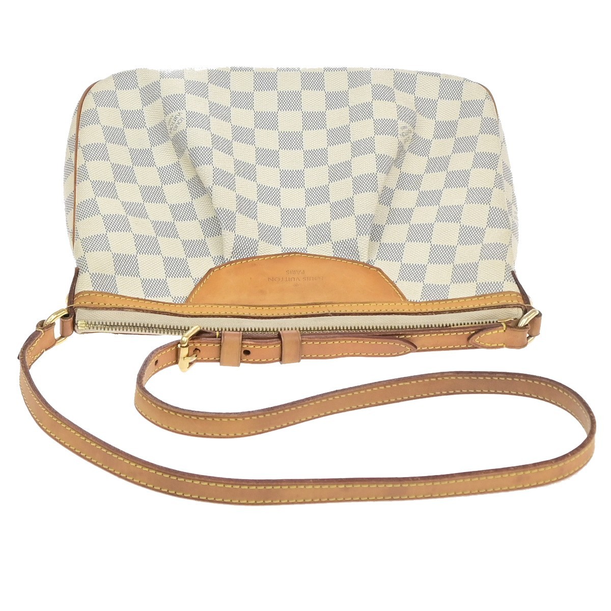 LOUIS VUITTON Siracusa PM Shoulder Bag Damier Azur Leather White N41113 91MA697