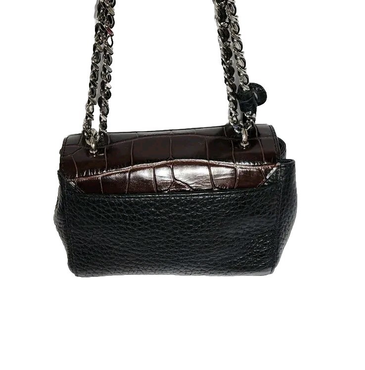 BRIGHTON TOLEDO ROZ BLACK CHOCOLATE CROCO LEATHER CROSSBODY MINI ORGANIZER $265