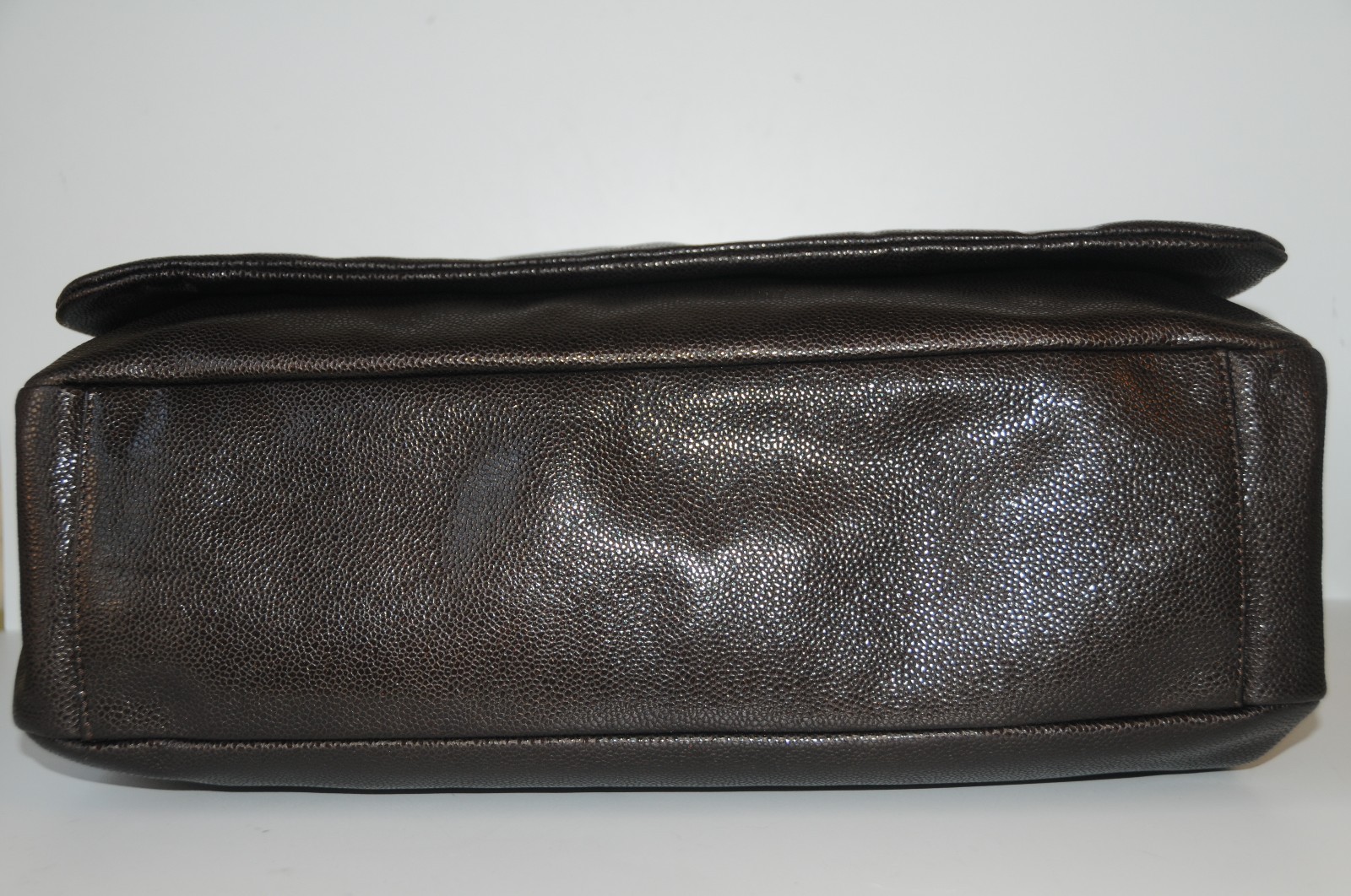 New in BOX CHANEL Classic LARGE Dark Chocolate Brown Soft CAVIAR Leather Bag