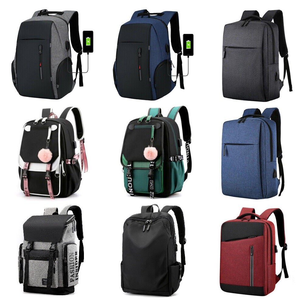16″ 17″ 19″ Men Women Backpack Bookbag School Travel Laptop Rucksack Zipper Bag