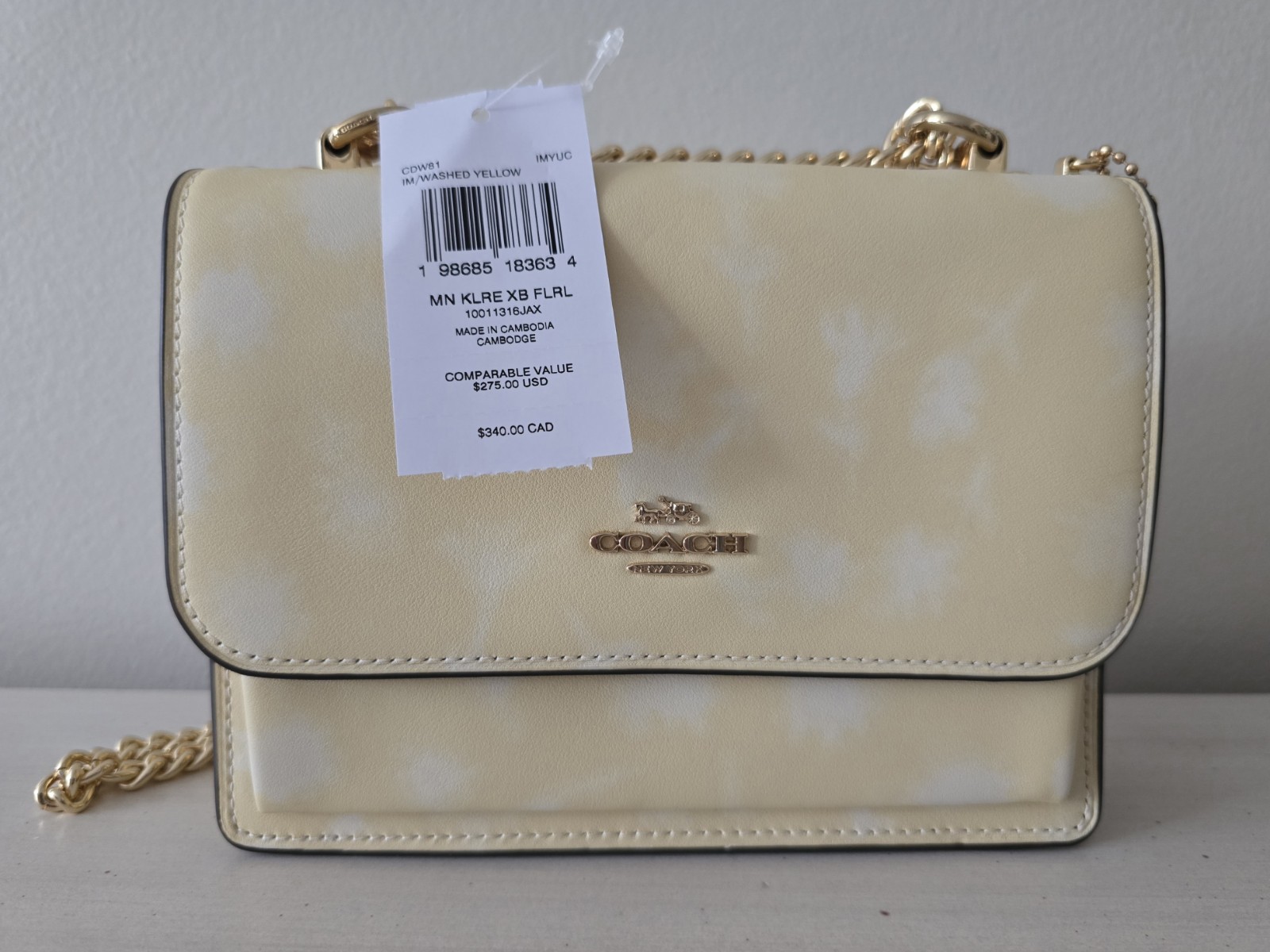 Coach Mini Klare Crossbody Bag Floral Washed Yellow CDW81 NWT Authentic