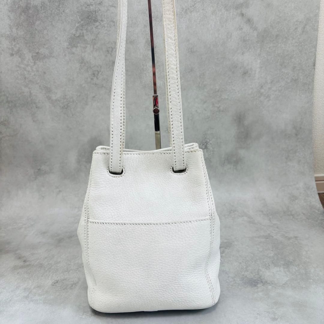 Authentic COACH Old Coach Shoulder Bag 2Way Leather White 26cm x 21cm x 11.5cm