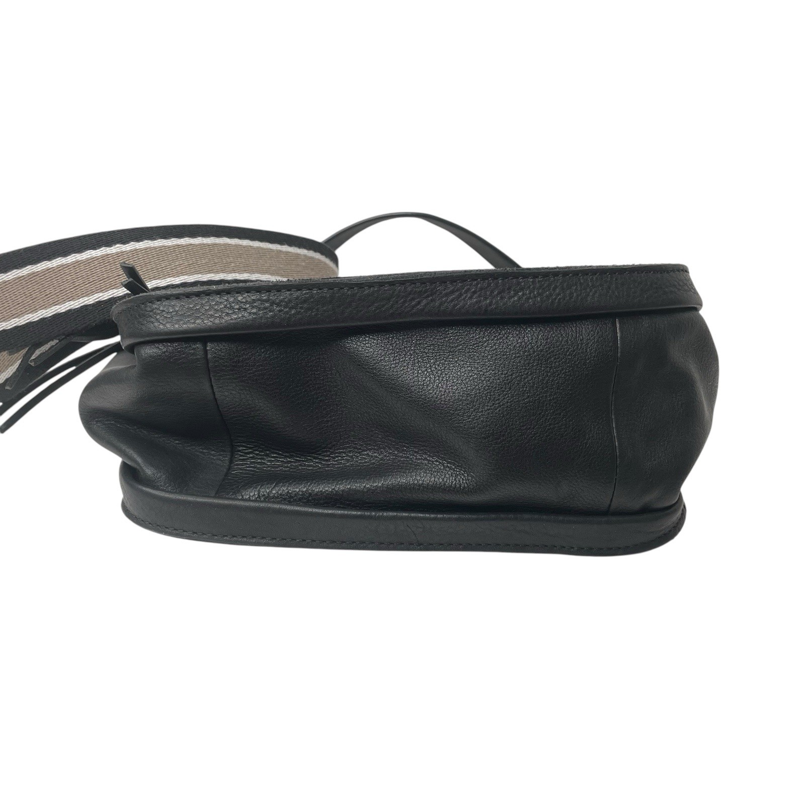 Margot Black Pebbled Leather Crossbody Purse Pockets Tassel 8 x 9Inches
