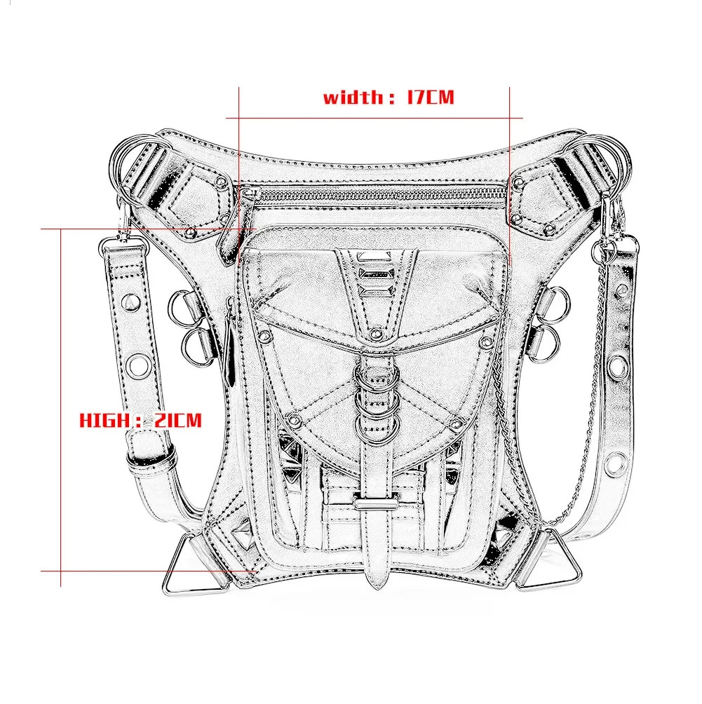 Steampunk Waist Leg Bag Gothic Motorcycle Drop Thigh Messenger Purse PU