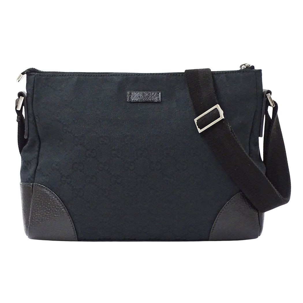 Authentic Gucci Women’s Shoulder Bag GG Canvas Black 28cm x 21cm x 8.5cm Damaged