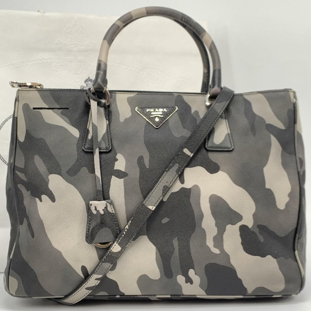 Prada Galleria Saffiano Camouflage Leather 2Way Tote Shoulder Bag Auth Italy Use