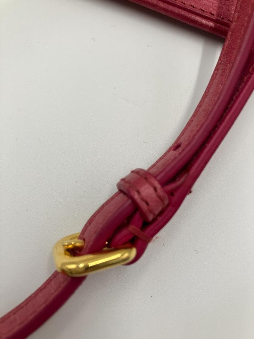 PRADA Leather Mini Shoulder Bag Pink 2WAY Gold Hardware 11cm x 21cm Authentic