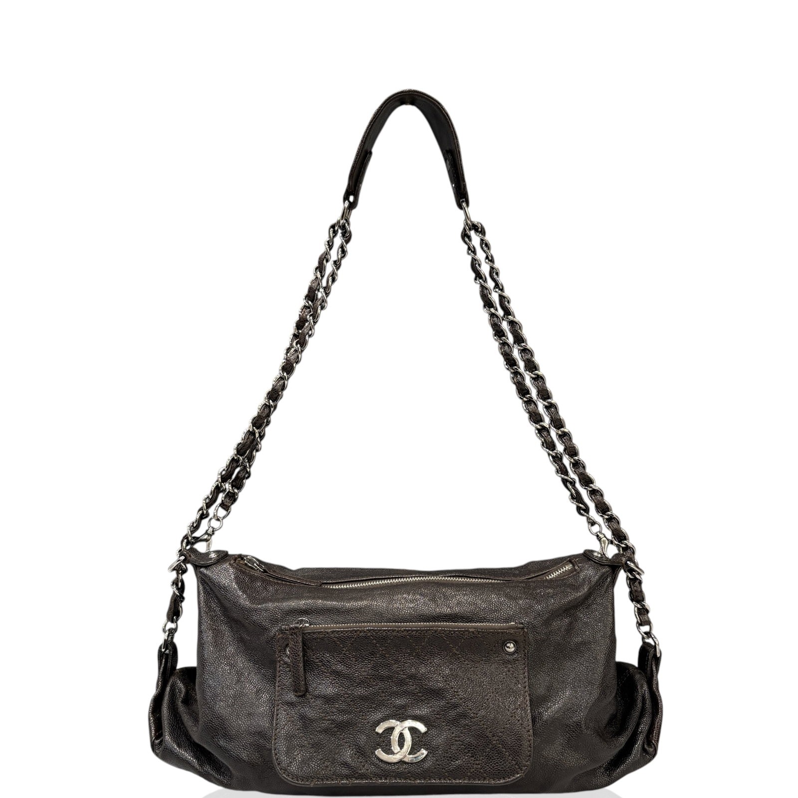Chanel Pocket In The City Handbag Dark Grey Caviar (kr032126a1)