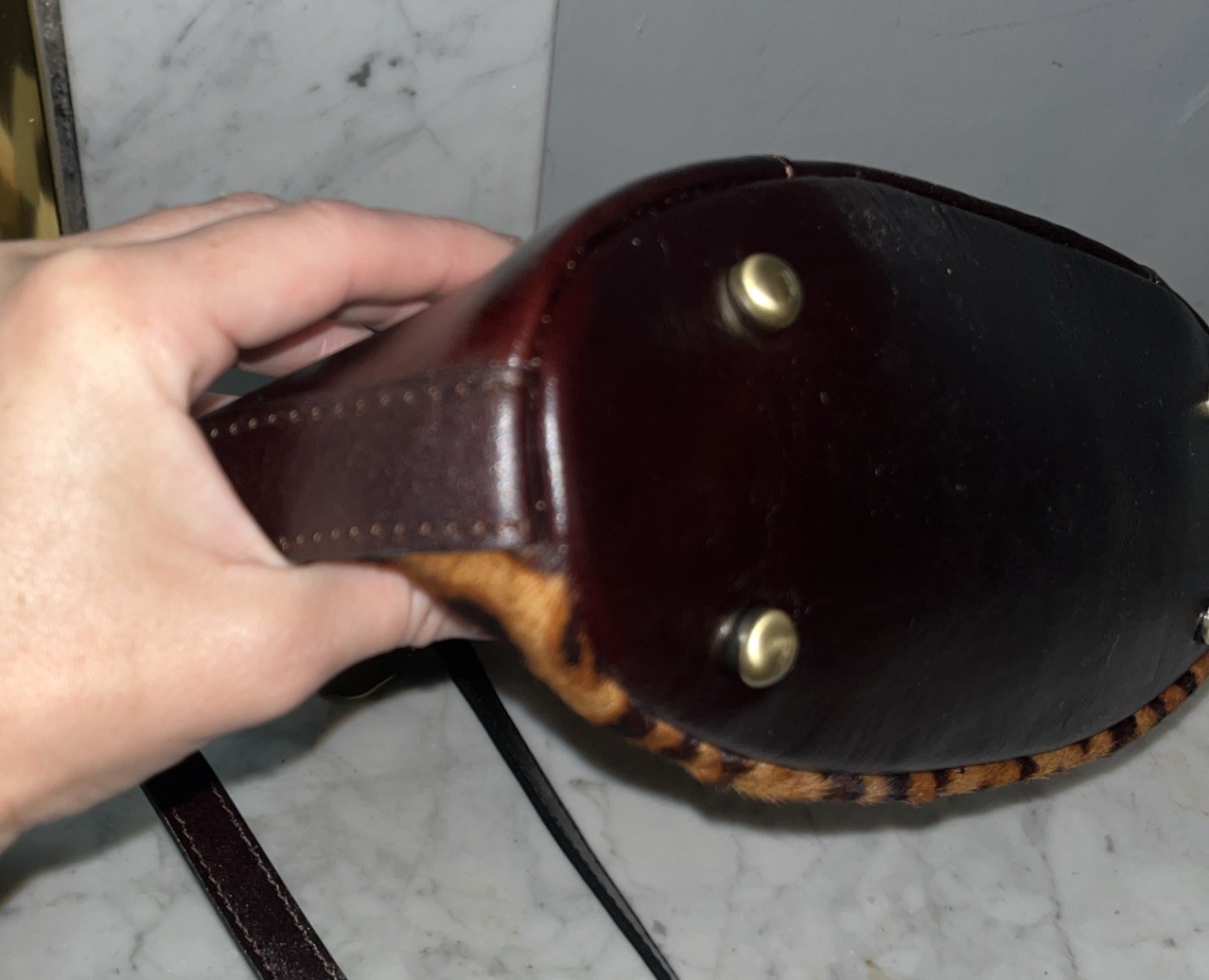Patricia Nash Leather LUNDY Convertible Crossbody Bag – Leopard Calf-Hair NWT