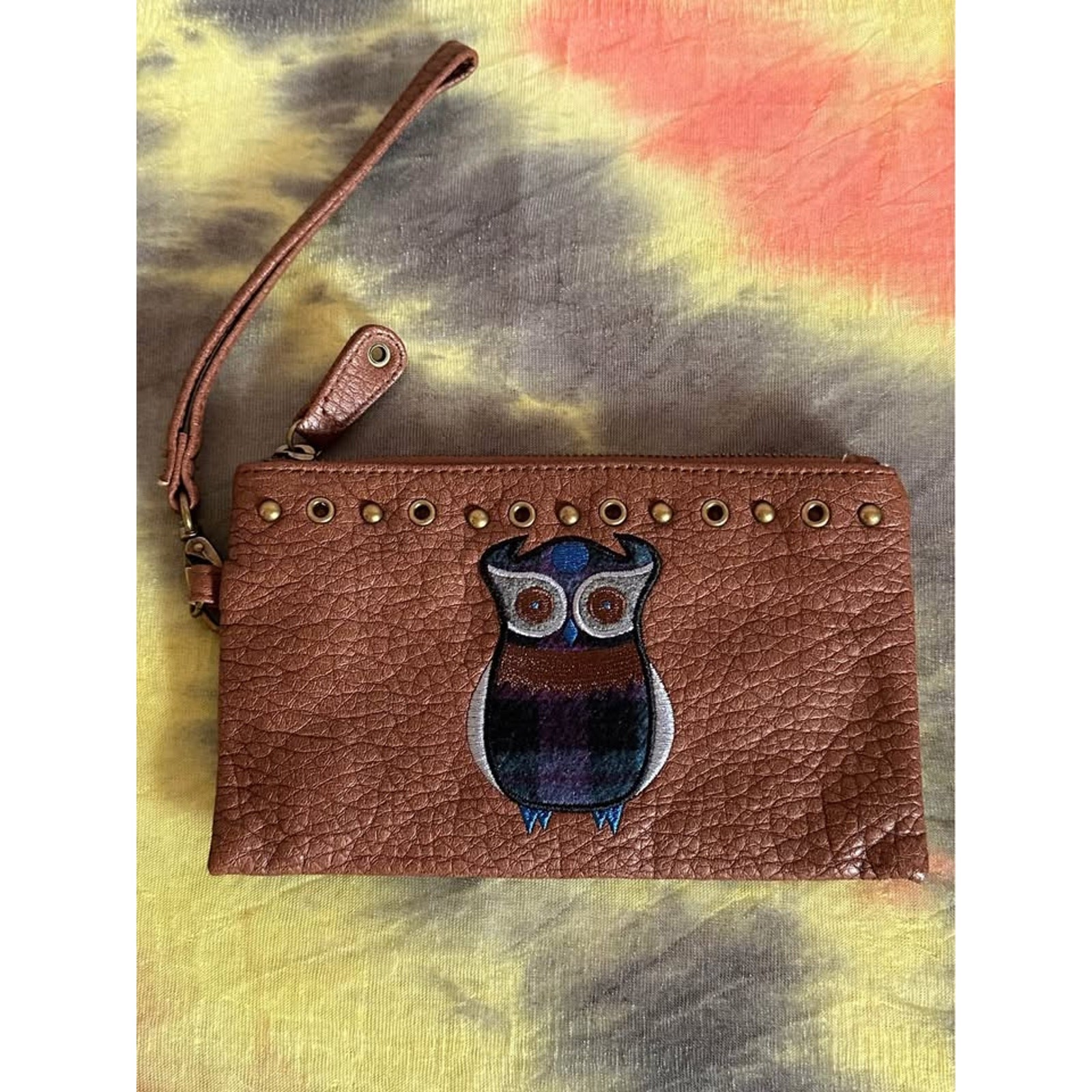 Mudd Wrist Purse Brown with Multi color Owl
