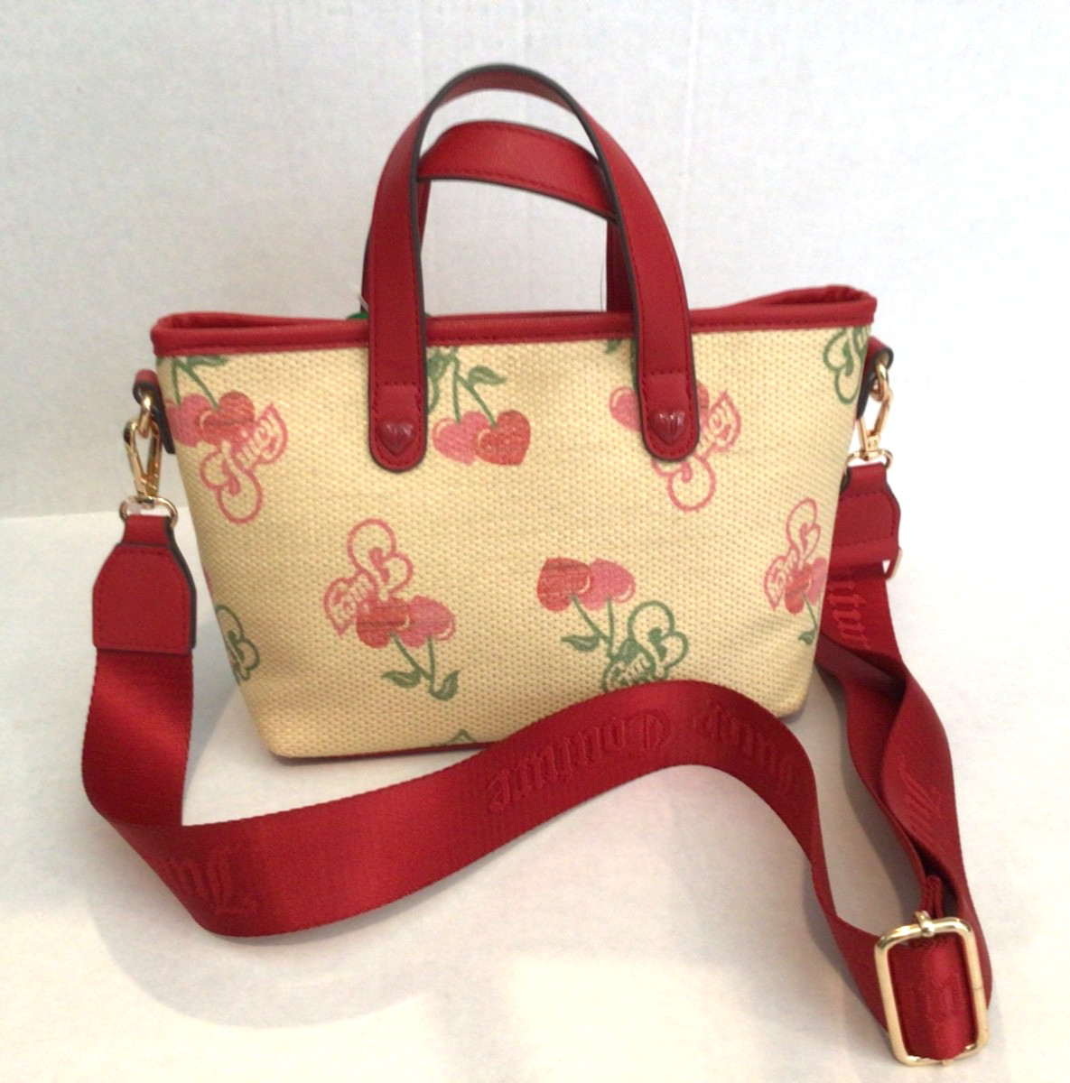 Juicy Couture Red Paradise Cherry Canvas Mini Tote Handbag New with Tags