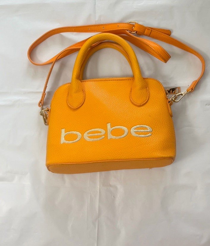 Bebe Fabiola Dome Apricot Leather Handbag Satchel Crossbody