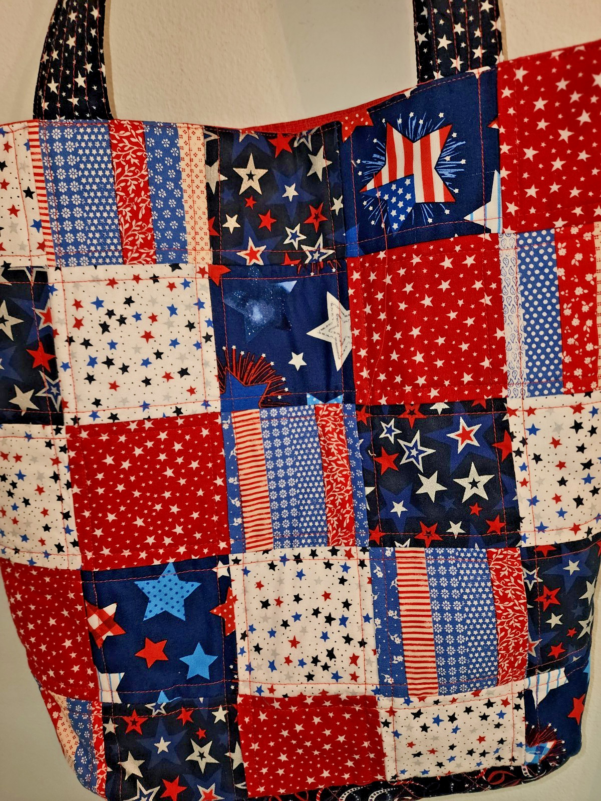 Reversible 4th of July Tote Bag – Handmade – Washable Shoulder Bag – USA Patriot