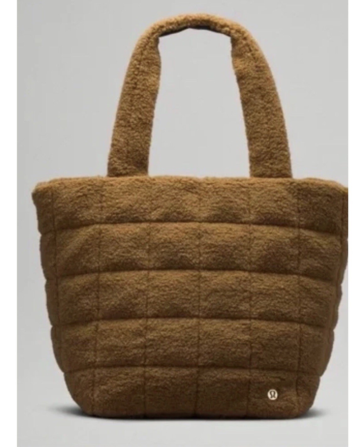 Lululemon Quilted Grid 26L Large Tote Grid Bag Fleece Burnt Caramel Brown EUC