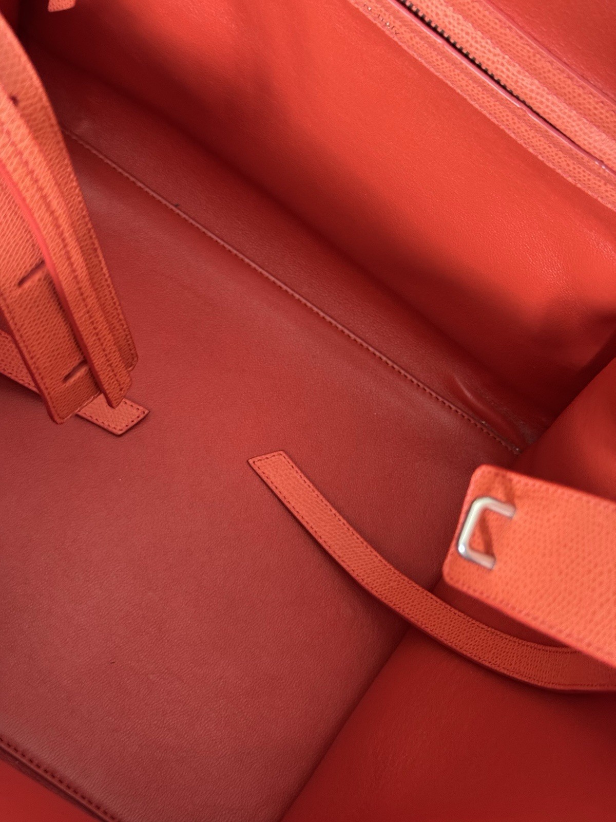 100% AUTHENTIC CELINE Luggage Phantom Bag in Coral Orange – Grained Leather