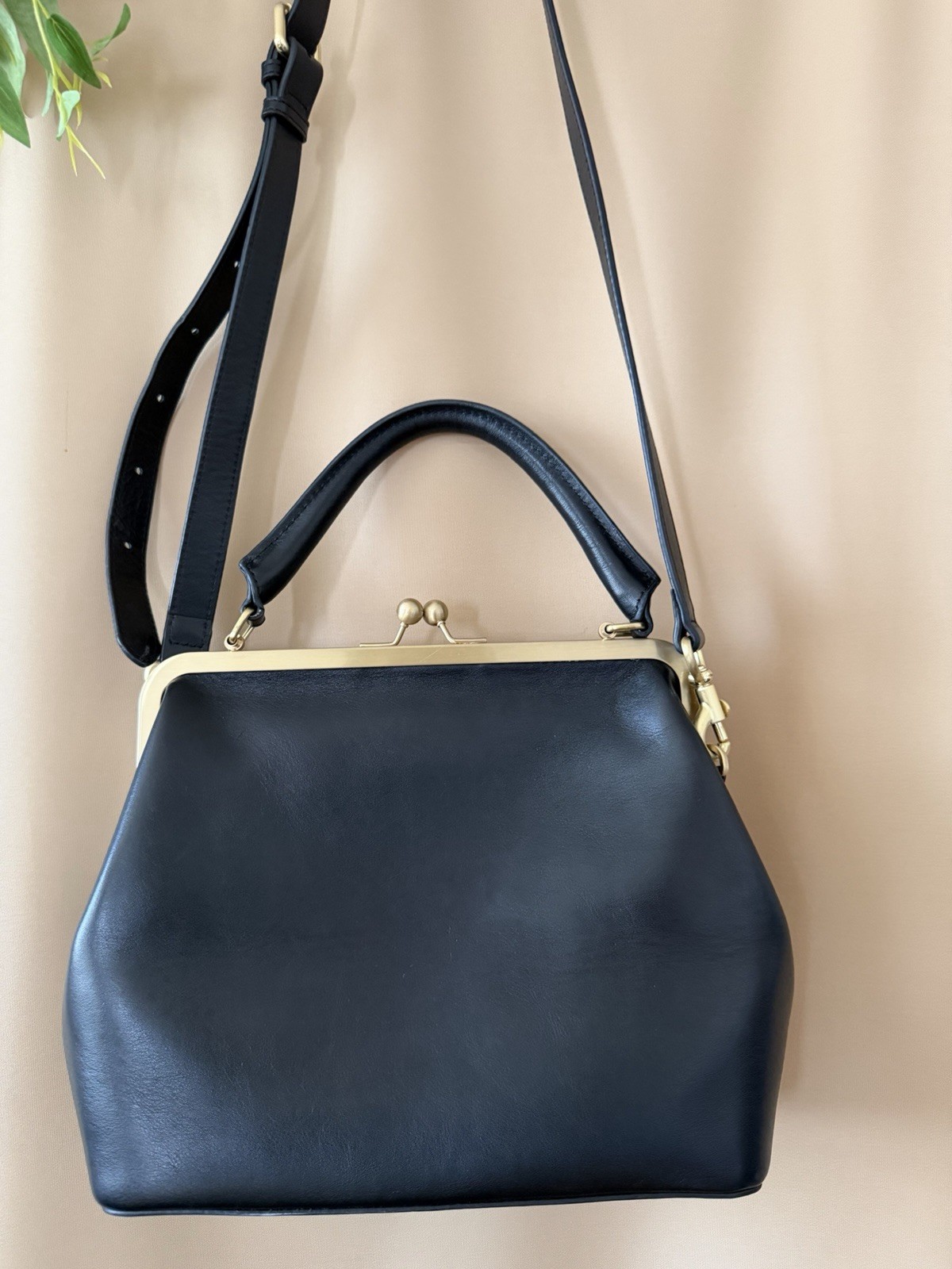 Jemma JOJO black leather brass hardware handbag