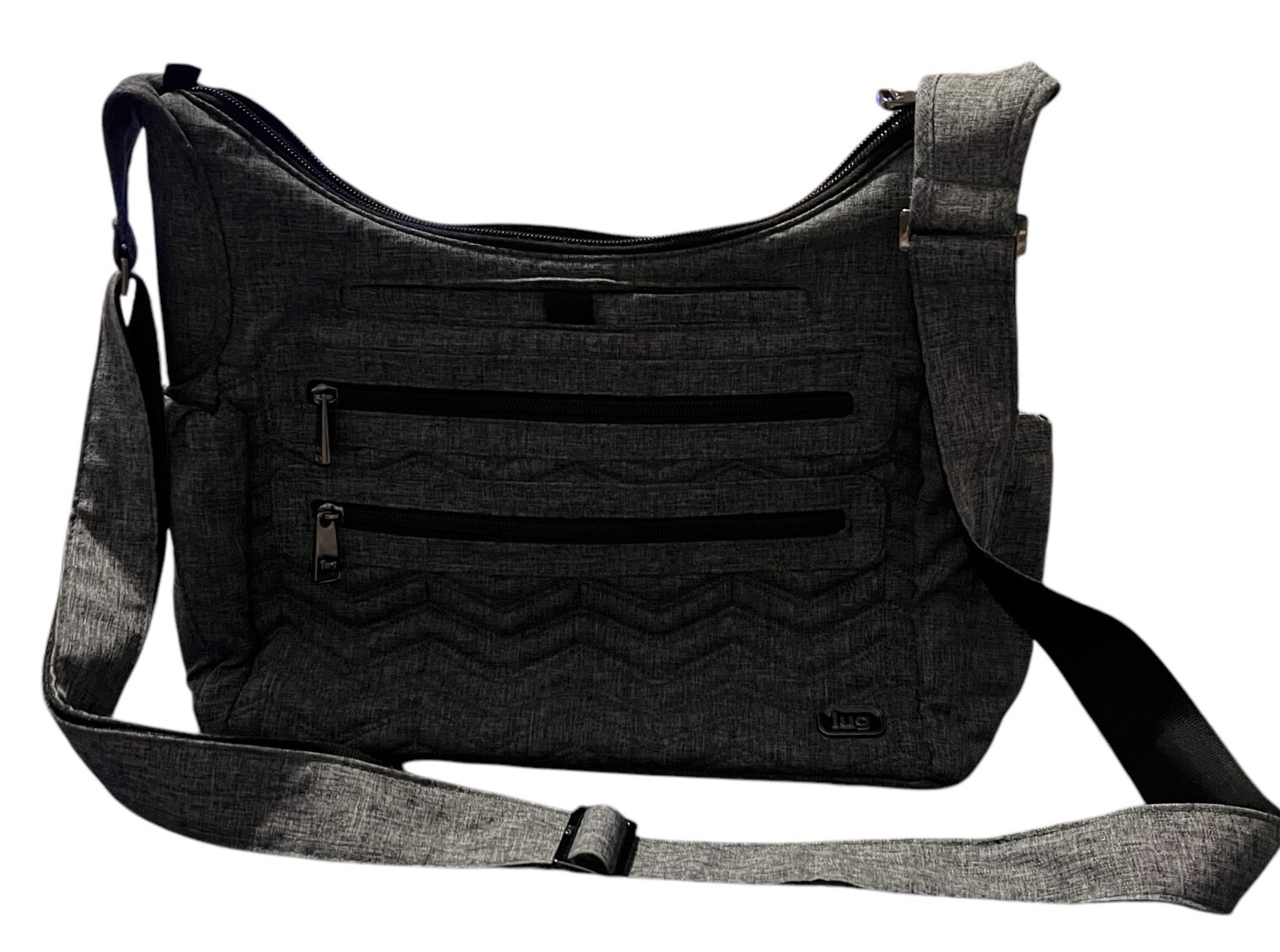 Lug Camper Crossbody Bag Purse Heather Grey EUC