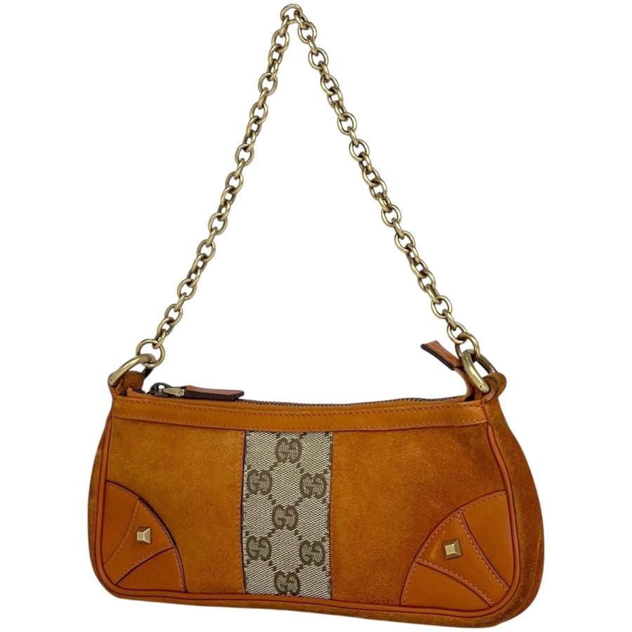 Gucci GG Canvas Suede Brown Handbag 120940 #BS2951