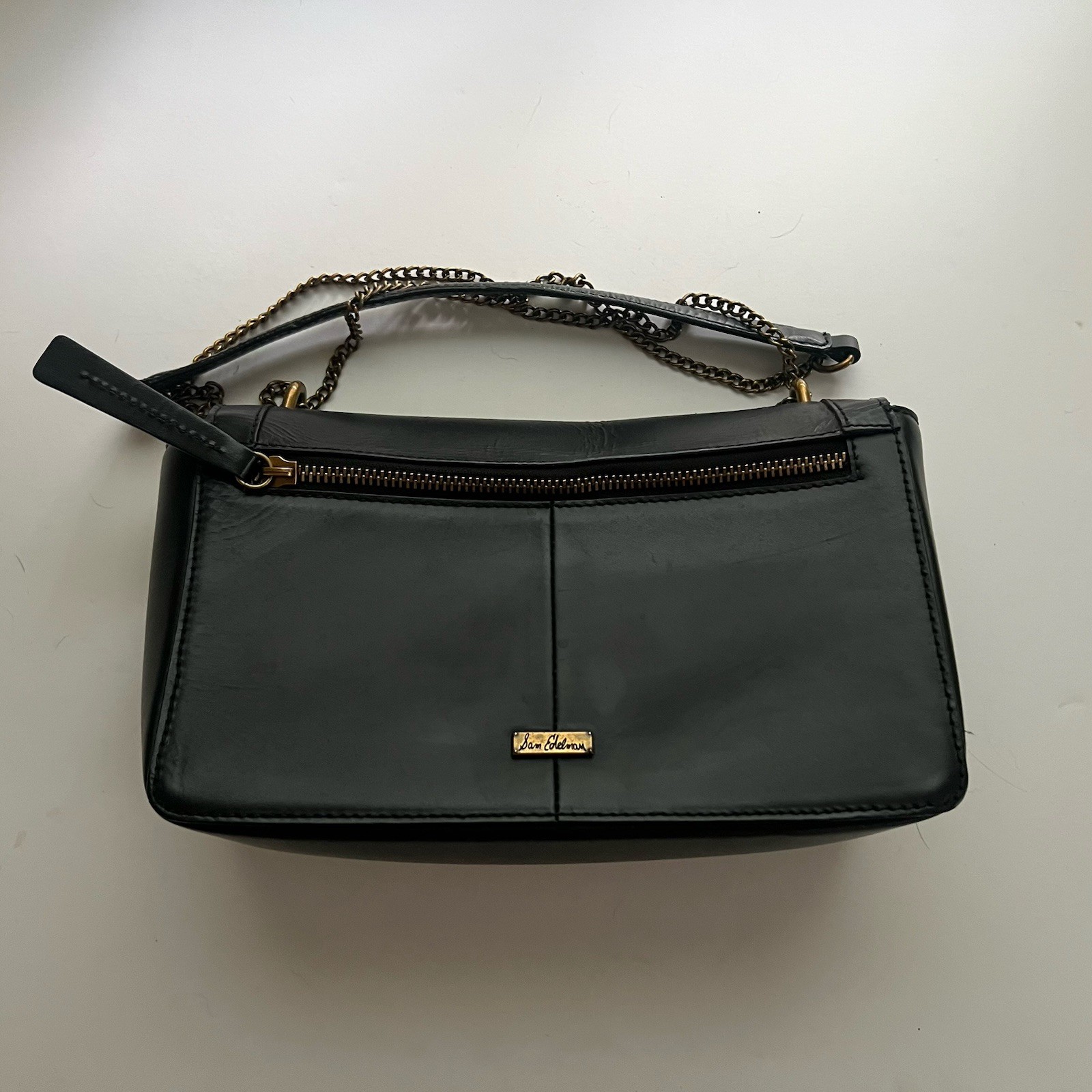 Sam Edelman Shoulder Sophia Leather Crossbody Bag Color Black Brass Hardware