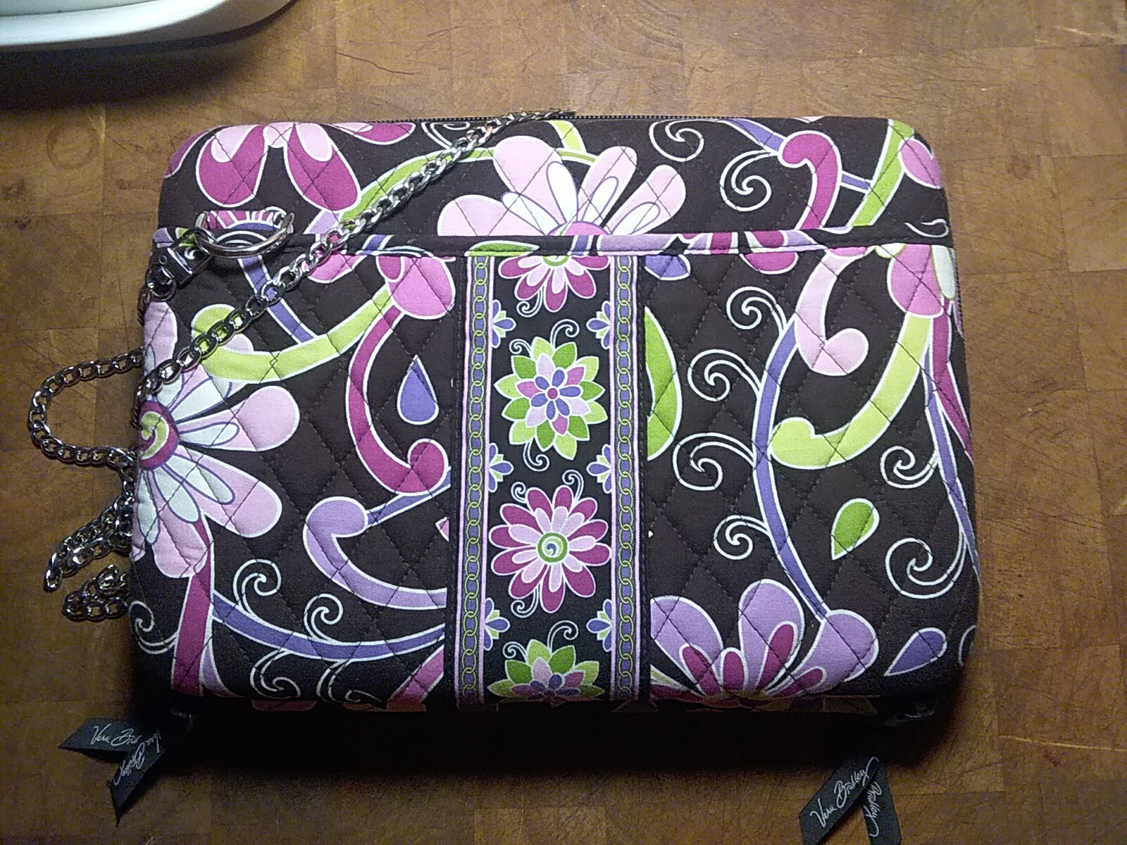 Vera Bradley Hard Sided Laptop Bag Hard Case in Brown Floral with shoulder strap