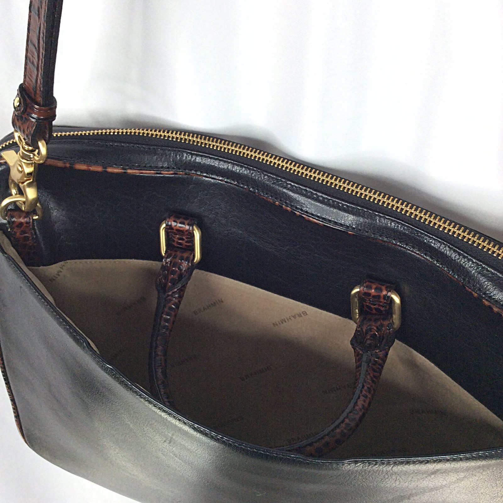 BRAHMIN Laptop Case Business Tote Briefcase Work Bag Travel Mixed Leather