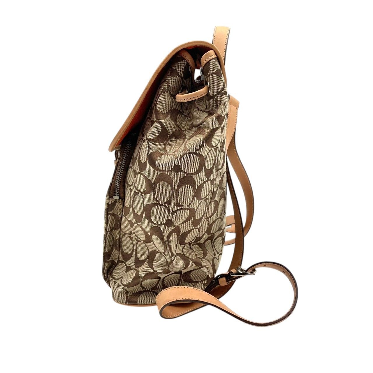 Excellent Condition COACH Bag Signature Pattern Canvas Backpack Rucksack Daypack