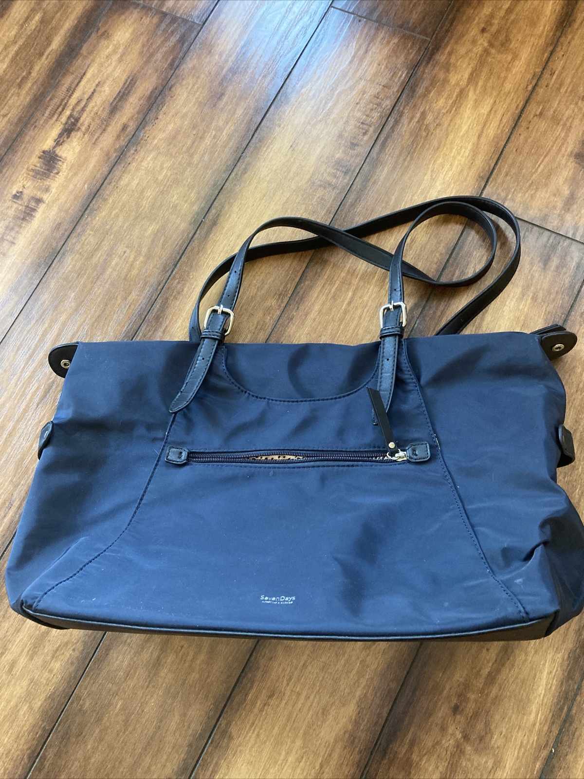 SevenDays lifestyle & dreams Zippered Tote Satchel Shoulder Bag Navy Blue