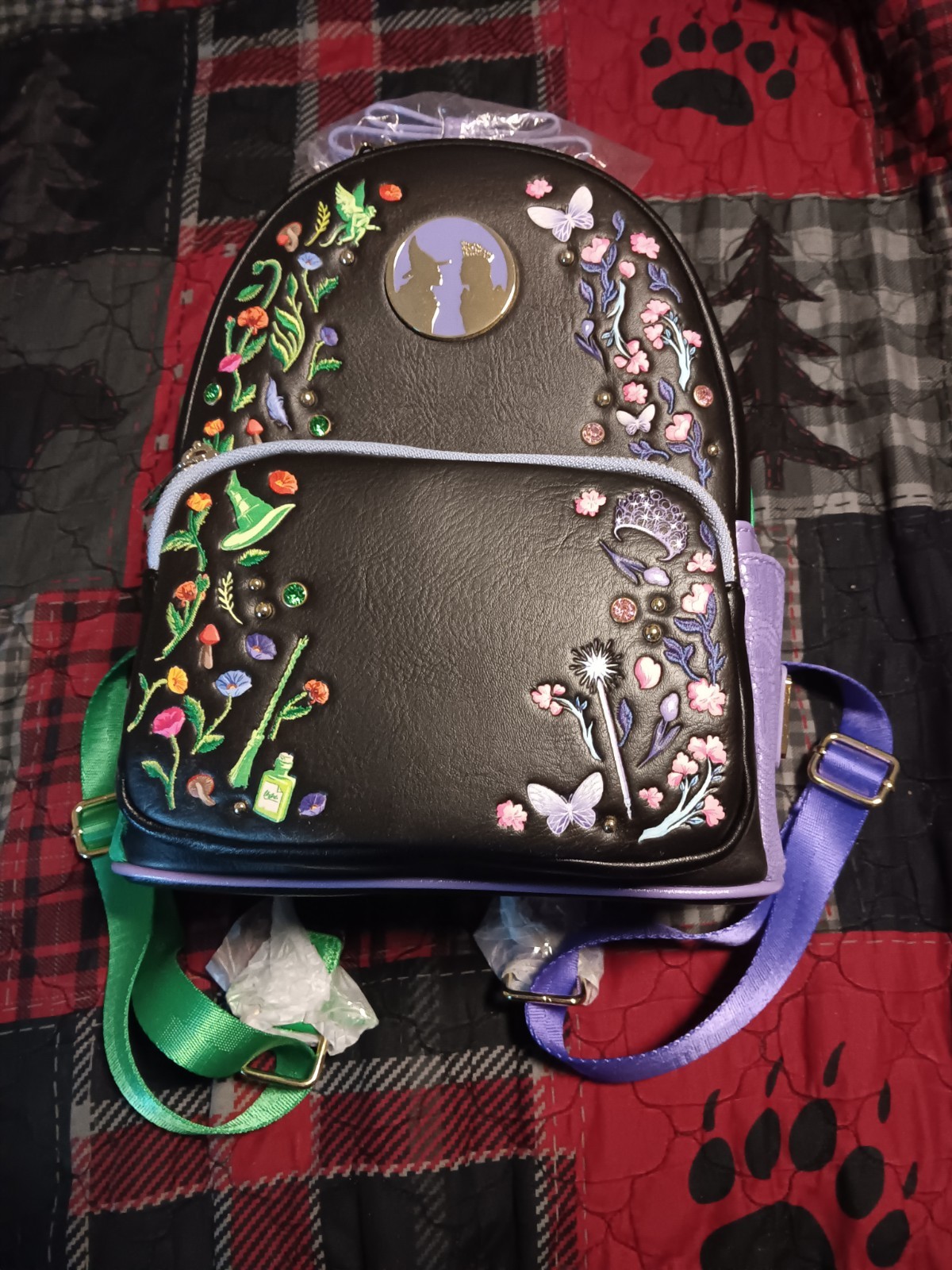 Loungefly Wicked Glinda And Elphaba Floral And Lace Mini Backpack NWT