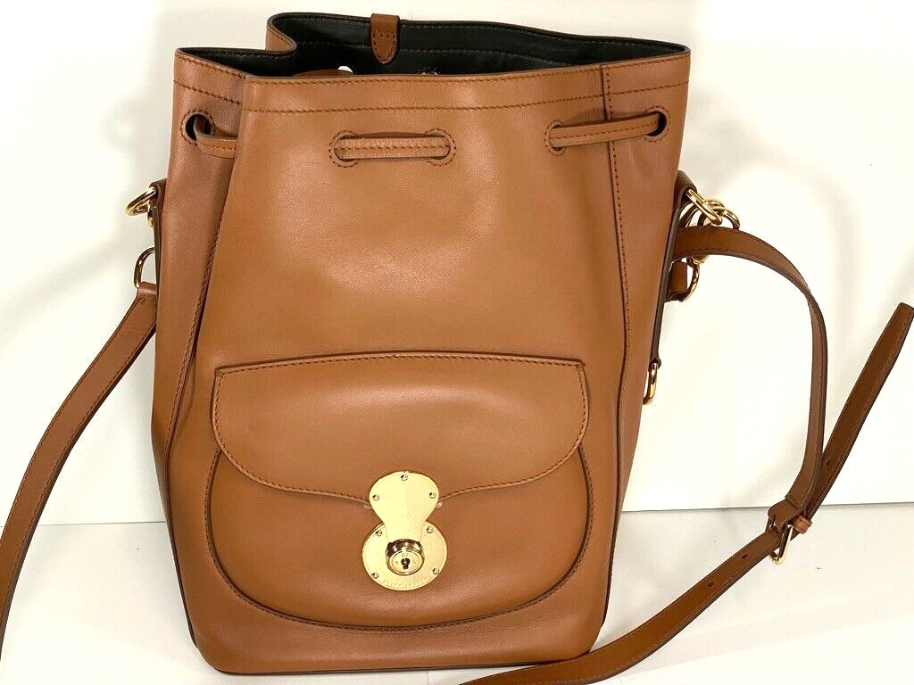 NEW RALPH LAUREN DRAWSTRING BUCKET BAG LEATHER HANDBAG ***(NO KEYS)*** ~ $2,500