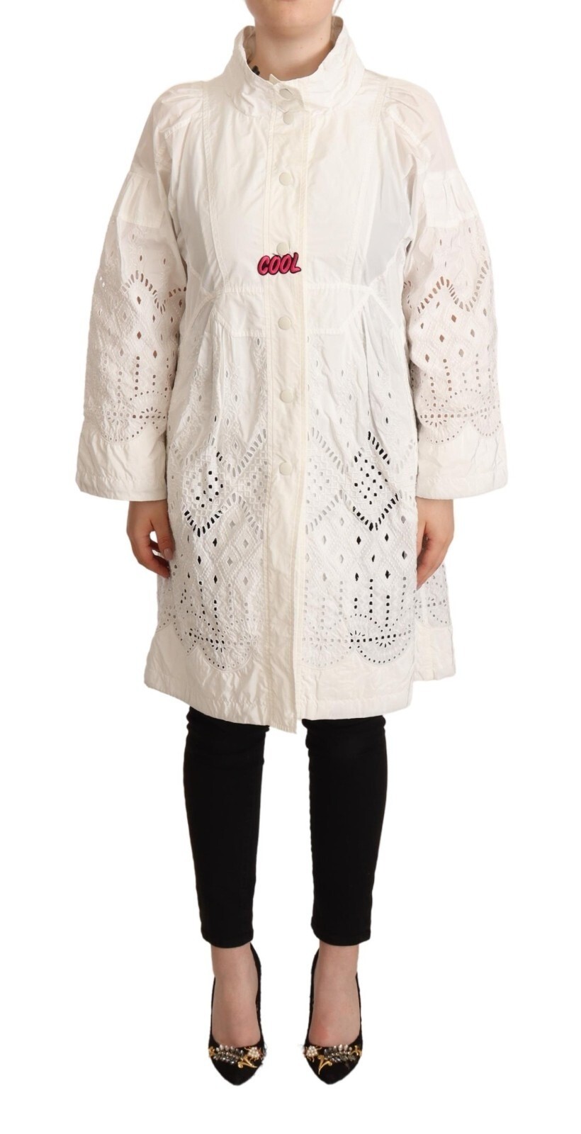 Ermanno Scervino Button Down White Long Sleeve Polyester Women’s Jacket