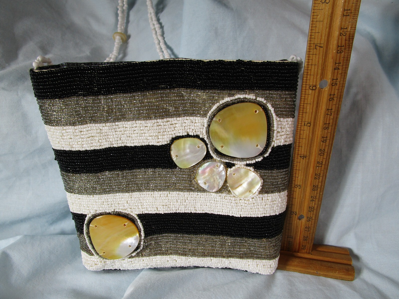 MANGOS Bead & Abalone Shell Small Handbag/Purse with Strap