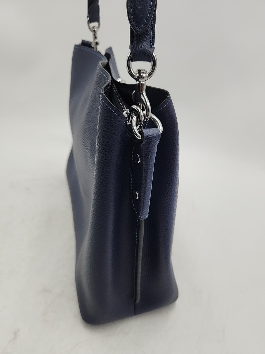 Coach Willow Shoulder Bag – Dark Navy Pebbled Leather/Silver Toned Hardware