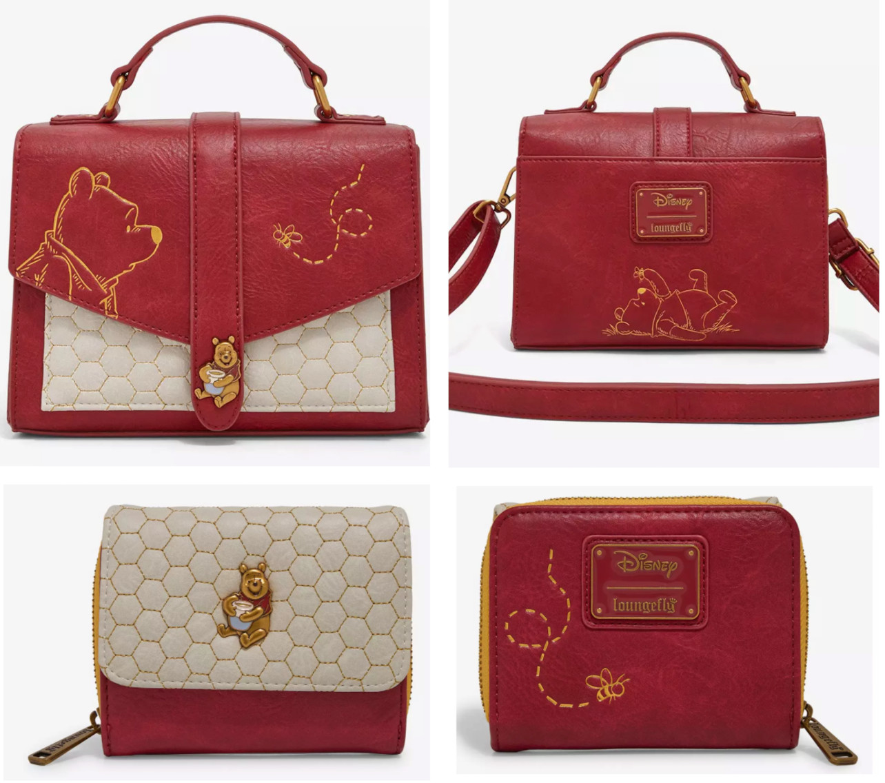 EXCLUSIVE Loungefly Disney Winnie Pooh Honeycomb Crossbody Wallet 2PC Set NWT
