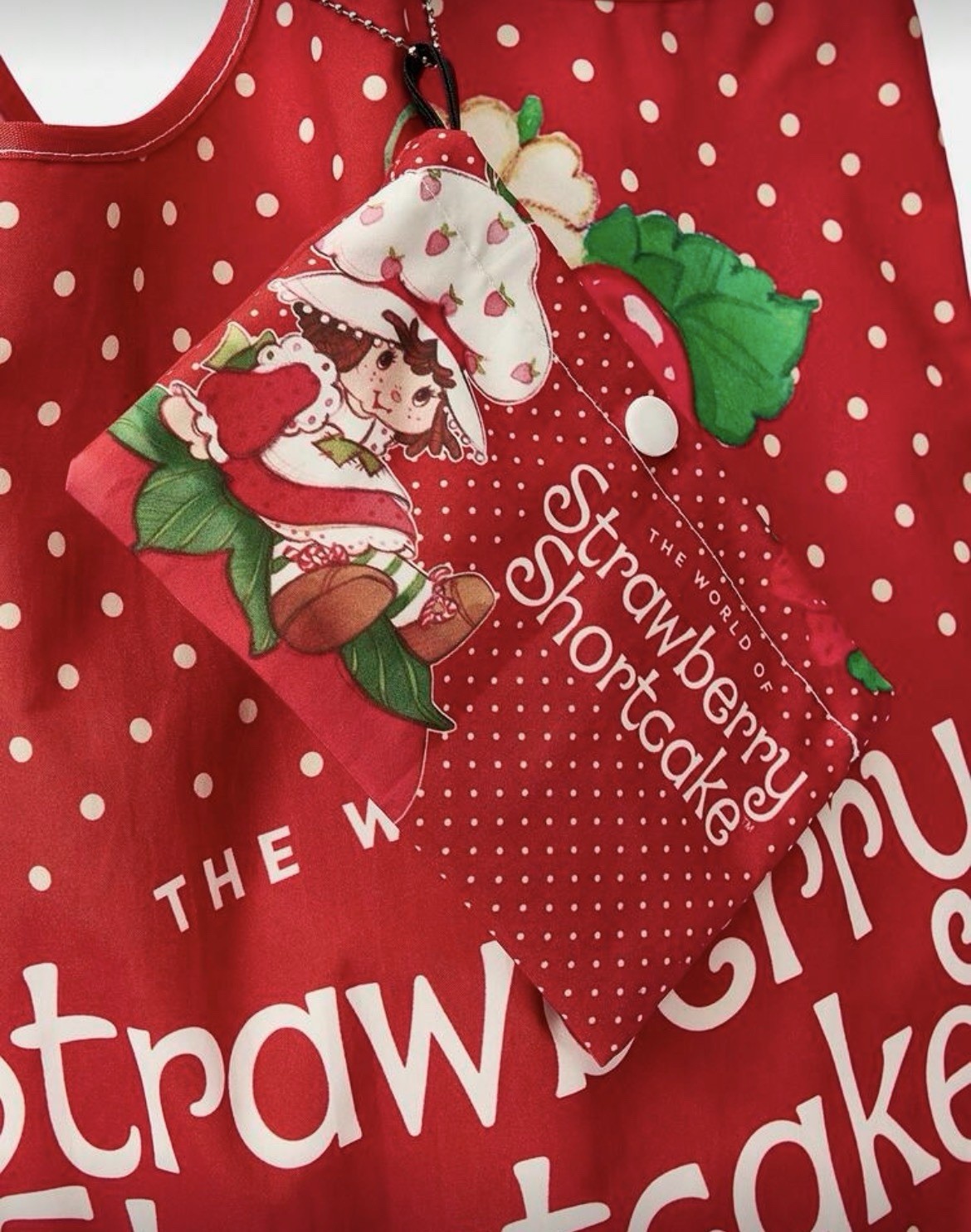 22” STRAWBERRY SHORTCAKE Handbag RED POLKA DOT Purse Tote Travel Bag KEYCHAIN